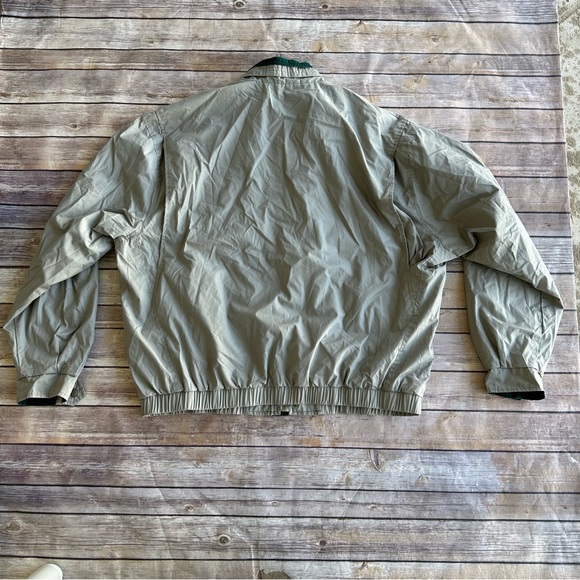 Members Only Men's Vintage Jacket XL Beige Windbreaker Tan with Green Trim Zip - Picture 2 of 15